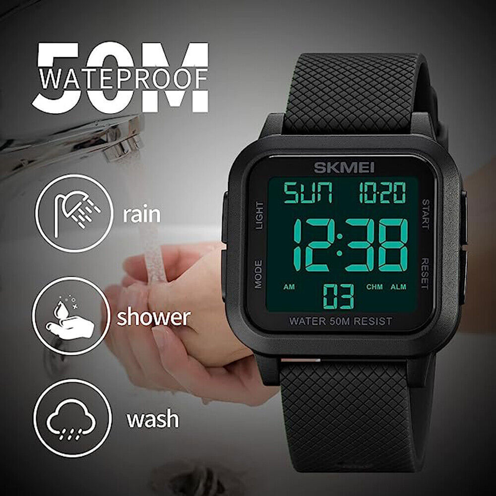 Men’s Military Sports Watch LED Screen Waterproof Wristwatch Large Digital Face