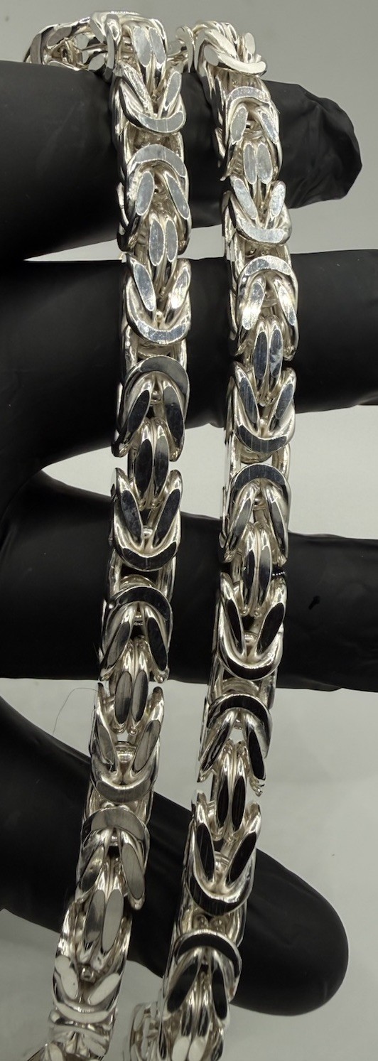 7.2mm Solid Sterling Silver 925 Square Byzantine Chain Necklace 77g Bold