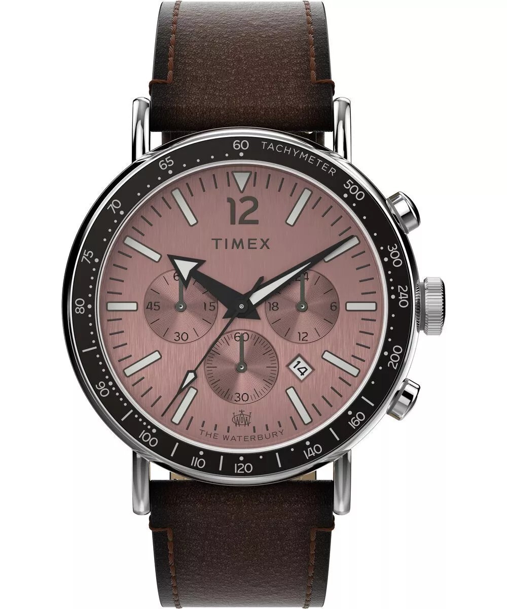 New Timex Waterbury Chrono Brown Wristwatch TW2W47300 for Men