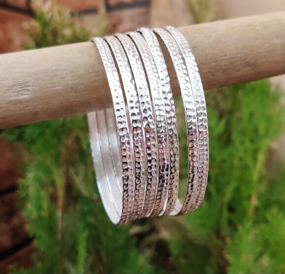Homering Designer Set Off 7 Beautiful Design Handmade 925Sterling Silver Bangles
