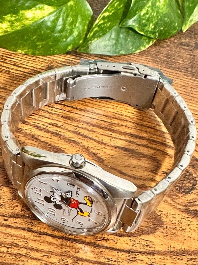 Mickey Mouse Wristwatch White/Silver Analog Mechanical from Japan Automatic