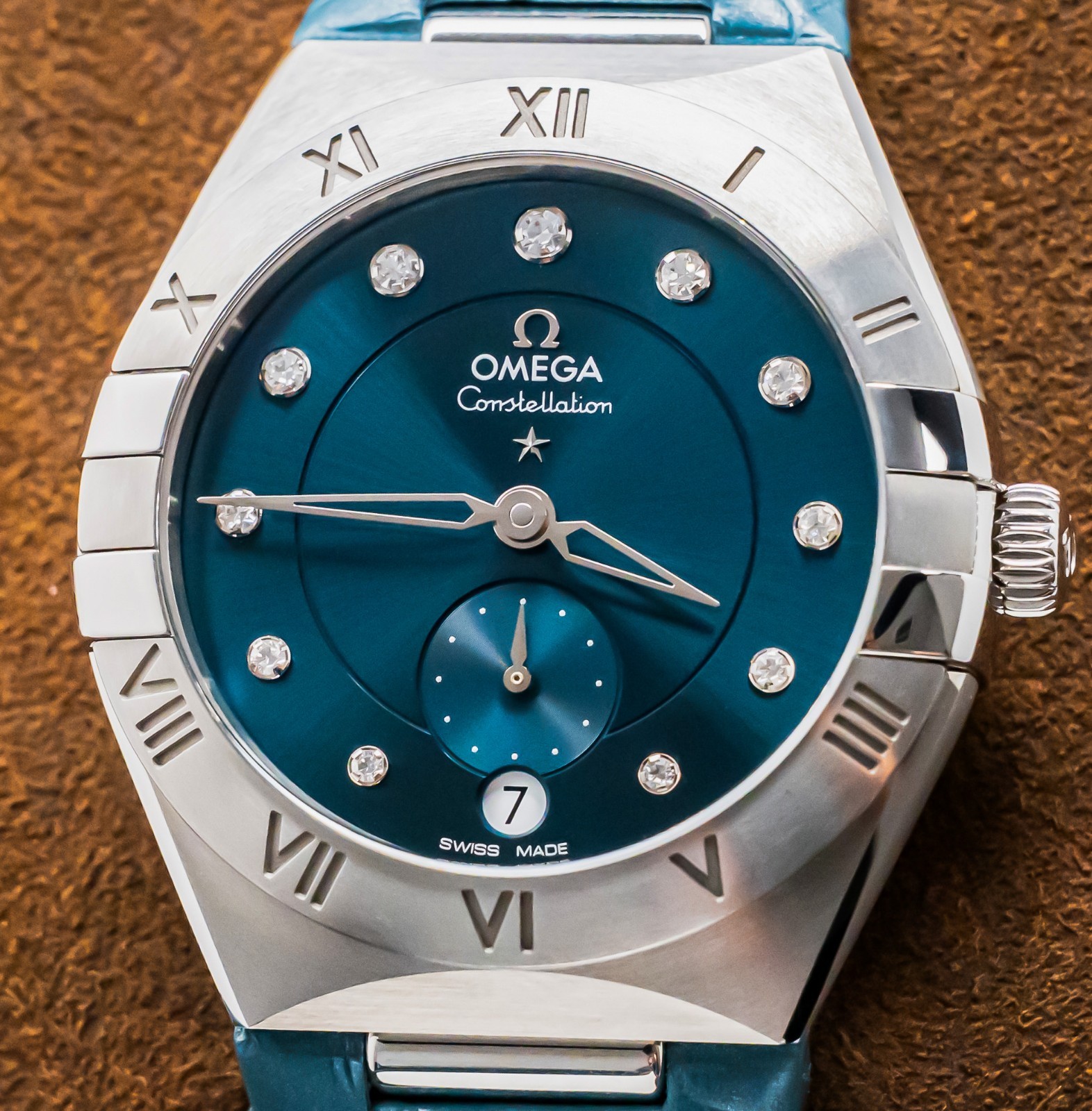 Omega Constellation 34mm Peacock Blue Diamond Dial eBay Live 131.13.34.20.53.001