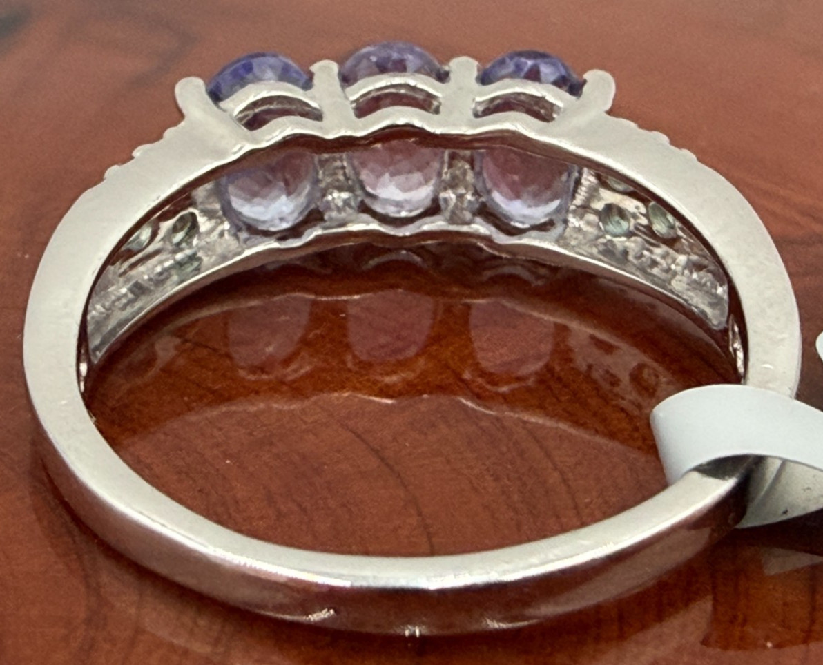 .925 Sterling Silver Amethyst Ring Size 8.75 Made In Jaipur India