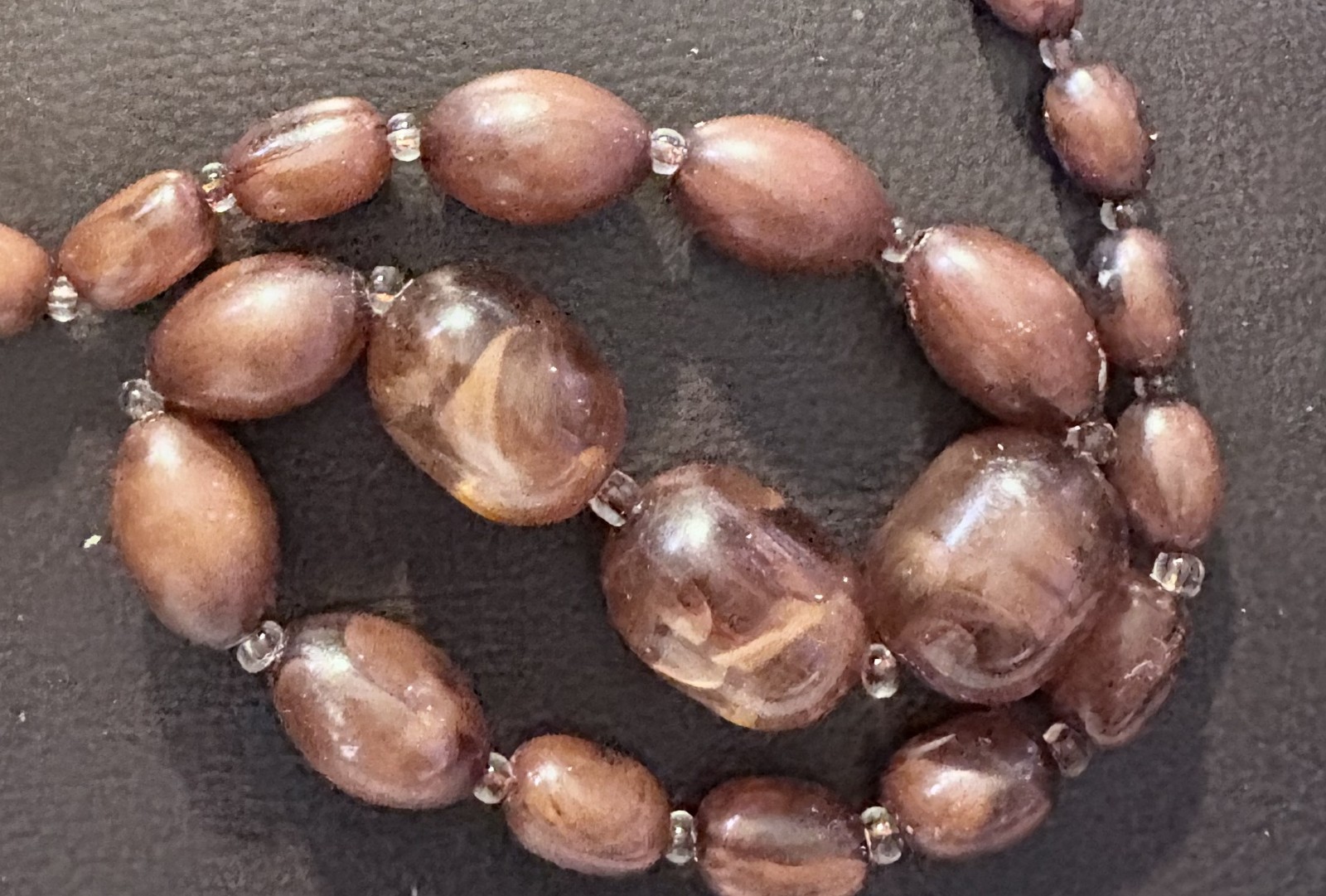 old Amber Necklace 25 mm to 10 mm old hook closure 25″ necklace