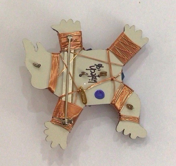 Liztech Ursula Bear Brooch Pin NWT Glass Beads AB Copper Coated Wire Nov-17