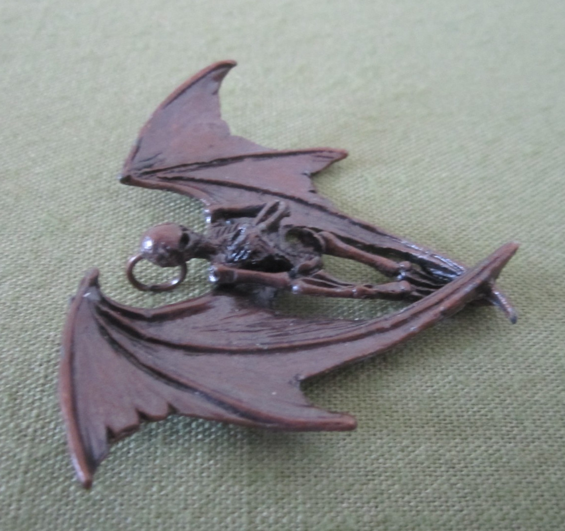 Alchemy England Winged Skeleton Gothic Metal Pendent 2003 Marked On Wings