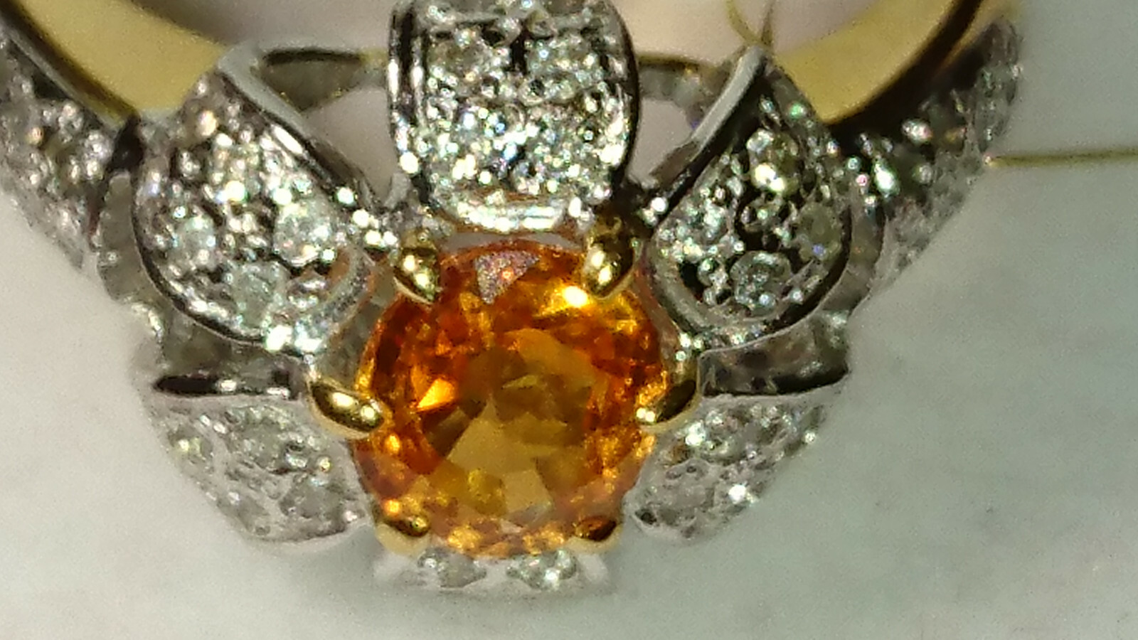 60 BRILLIANT Excellent!!!! Ladies gold ring 585 with sapphire!, size 16.5-17