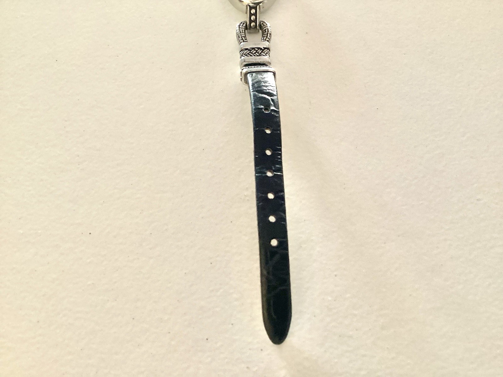 Brighton Bangkok Watch Black Leather Silver Needs Battery