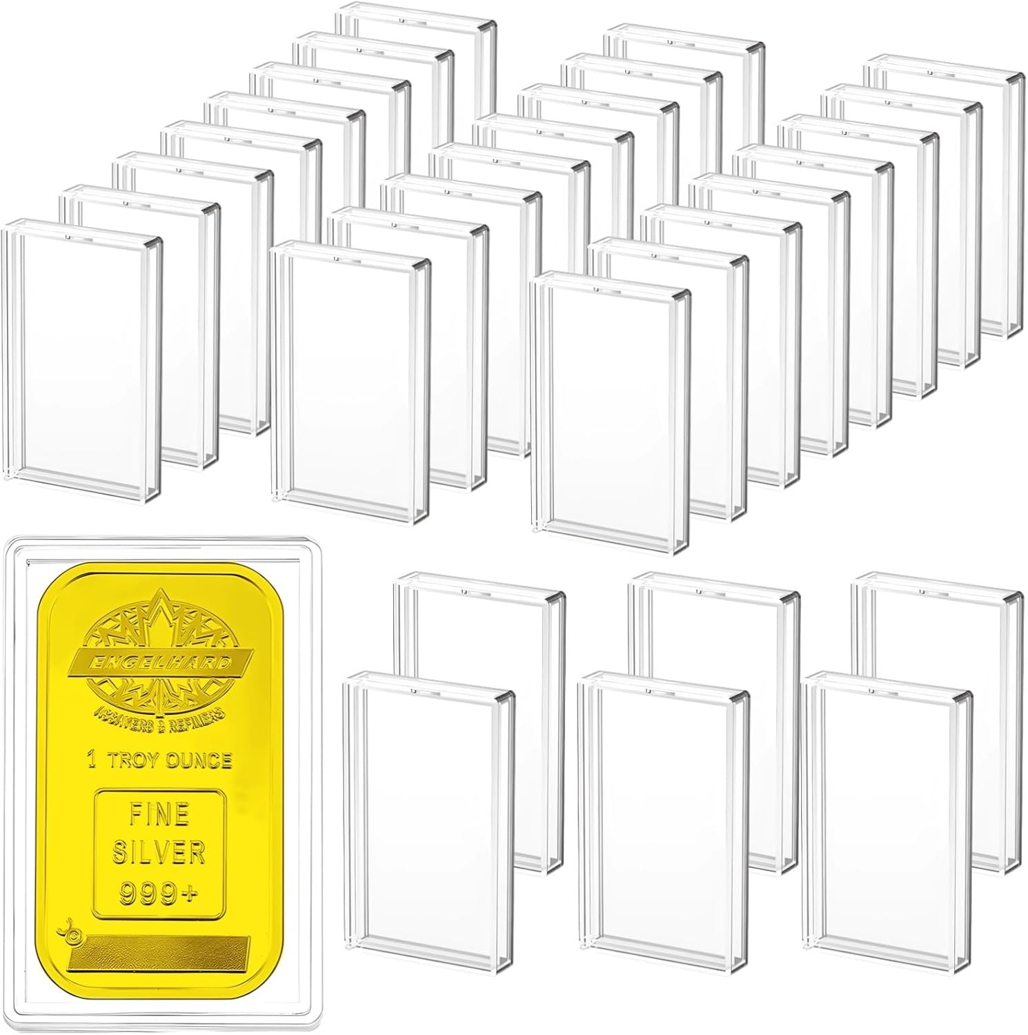 5-50 Pcs 1 oz Silver Bar Case Holder Clear Capsule Storage Container Storage Box