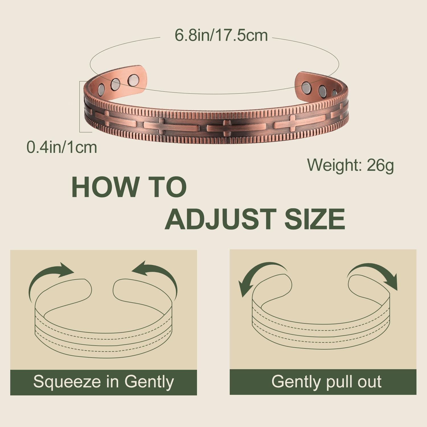 MagEnergy Copper Bracelet for Men and Women, 99.9% Solid Copper Magnetic Bracele
