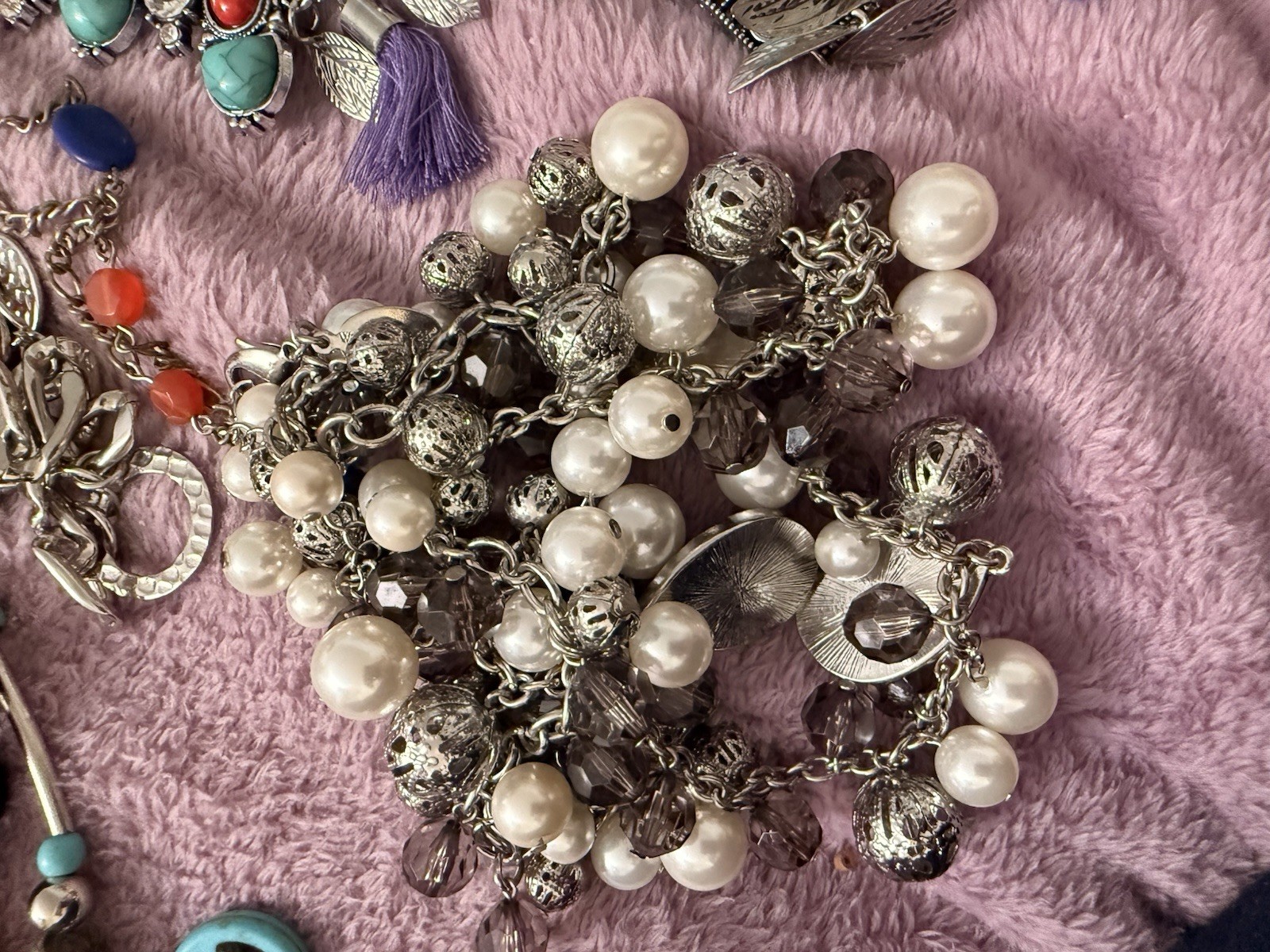 50 Plus Necklaces.All wearable.Stones, Glass, Resin, Plastic,Shell. Lot 1.