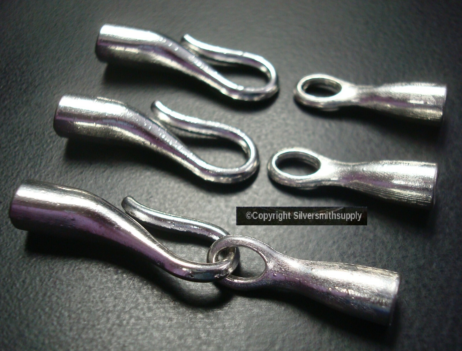3 Jewelry clasps heavy 50mm hook & eye clasp SILVER plt use 4mm leather FPC244B