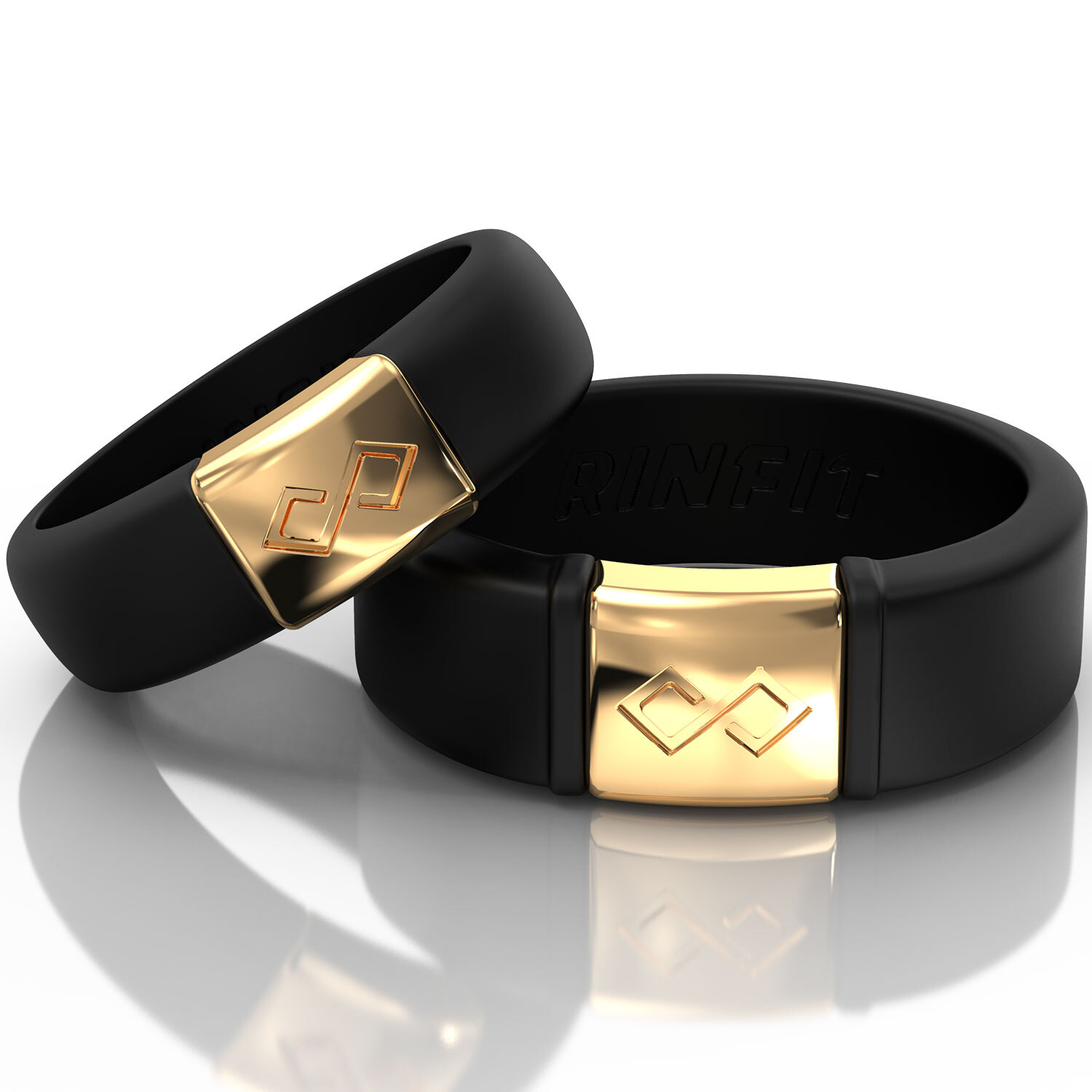 Rinfit Silicone Wedding Ring Sets for Couples – Him and Her Metal Infinity Rings