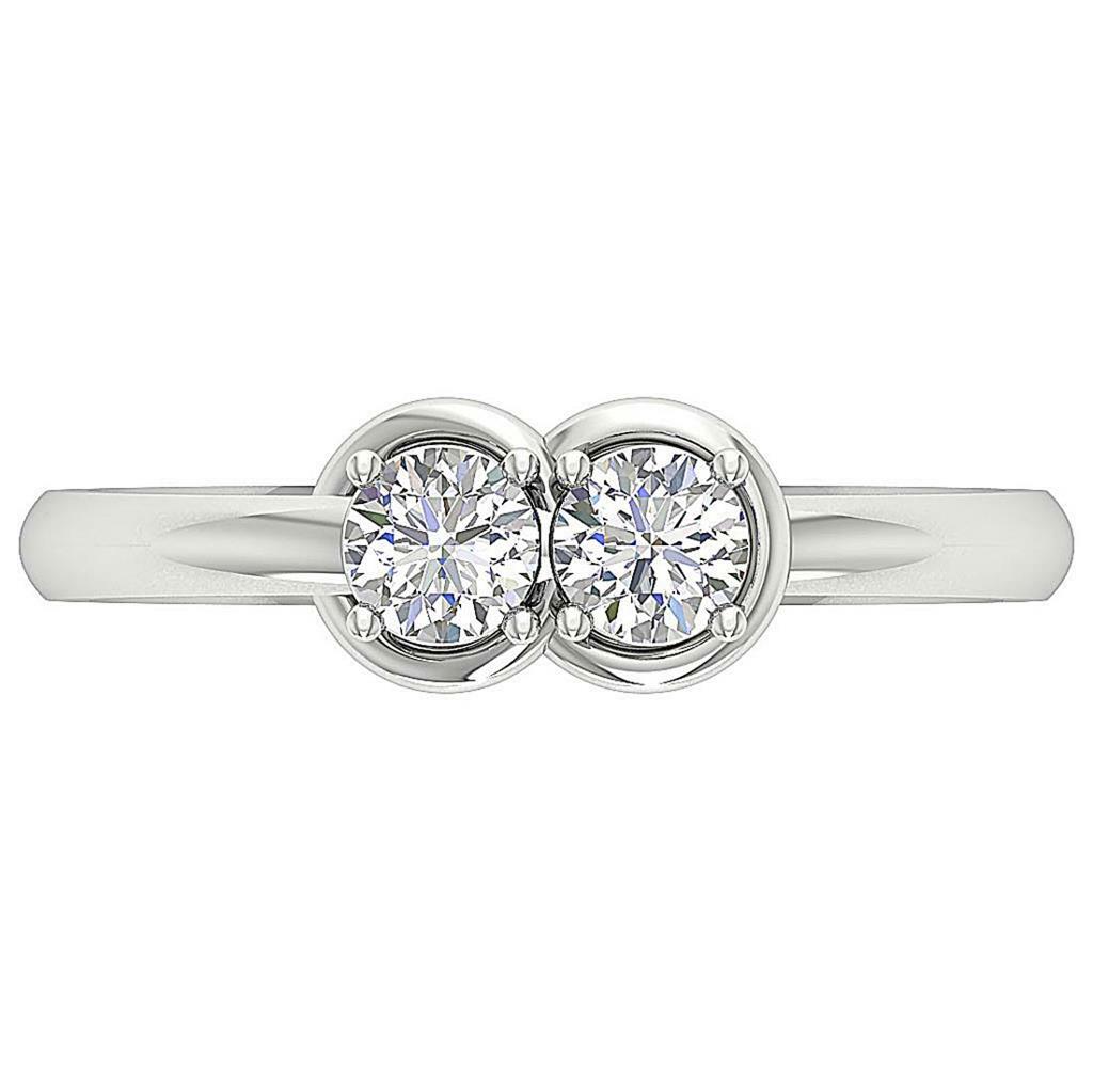 Forever Us Two Stone Ring SI1 G 0.55Ct Natural Round Diamond 14K Gold 6.00MM