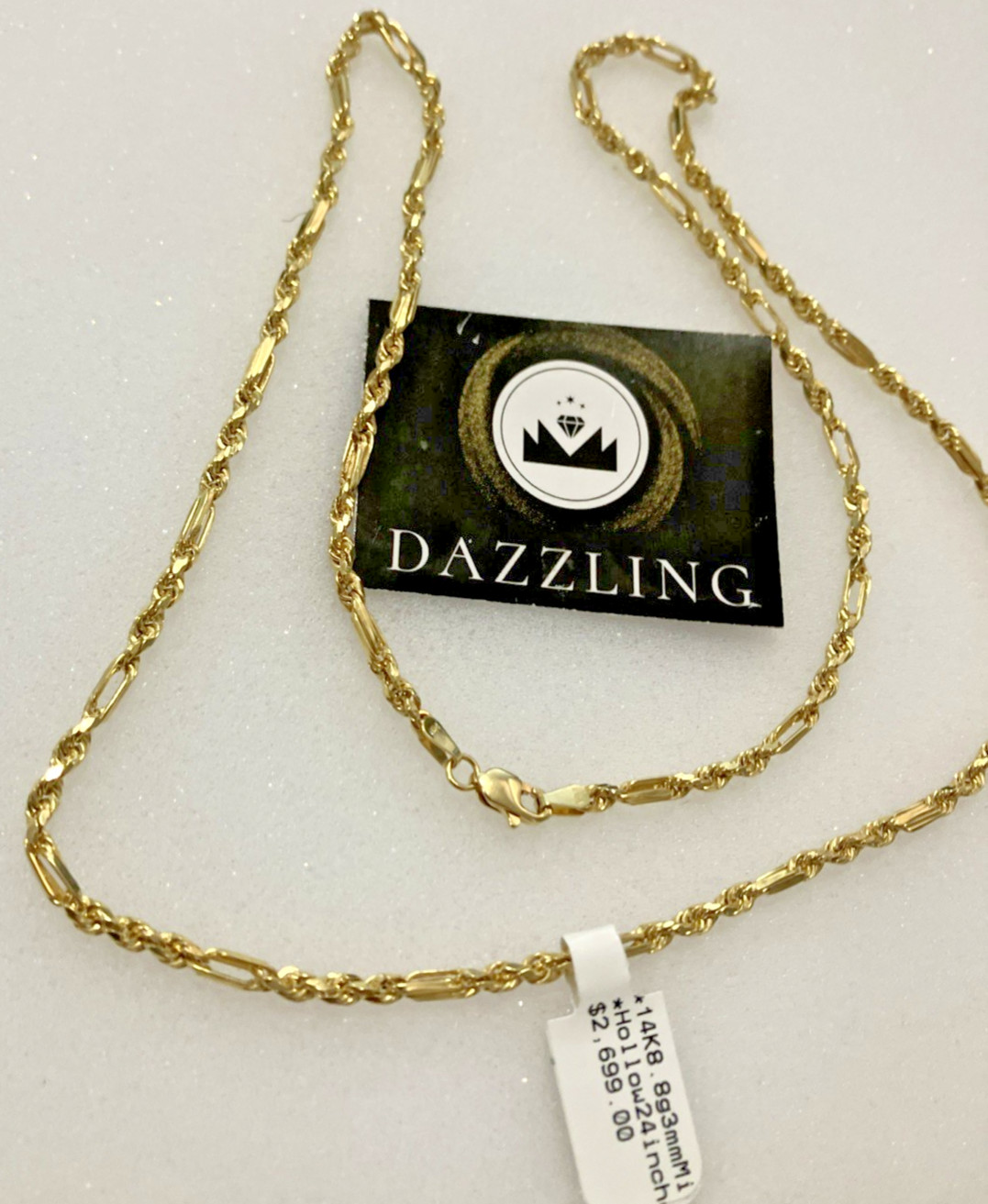 14kt Real Gold Milano-Rope Chain 8.8grams 3mm 24” Lalj Brand New with Tag. 14K
