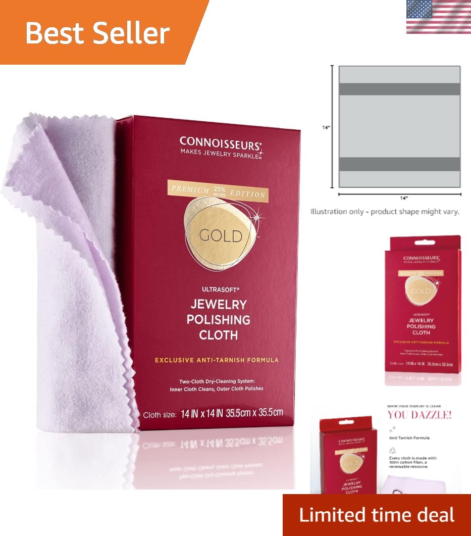 Ultrasoft Gold Polishing Cloth for Jewelry Care – 14×14 Inches, Machine Washable