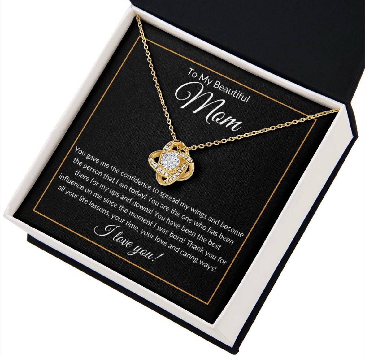 TO MY BEAUTIFUL MOM NECKLACE SOFT BOX GIFT HOLIDAY BIRTHDAY MOTHER’S DAY GIFT