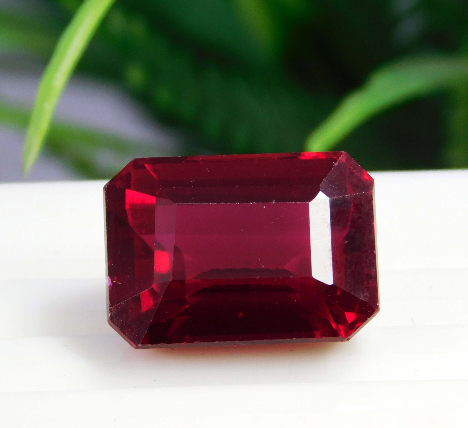 Natural 20.00 Ct Mozambique Blood Red Ruby Certified Emerald Cut Loose Gemstone