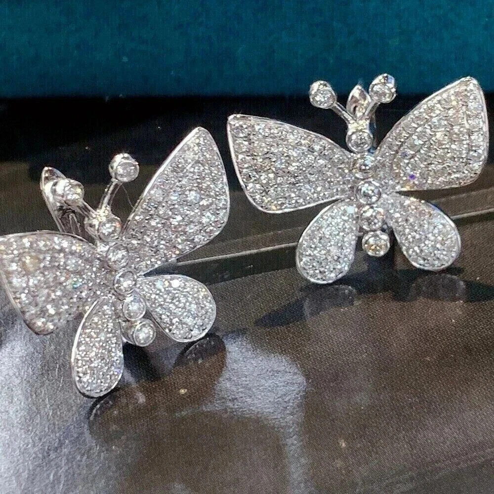 2Ct Lab Created Diamond Women’s Butterfly Stud Earrings 14k White Gold Plated