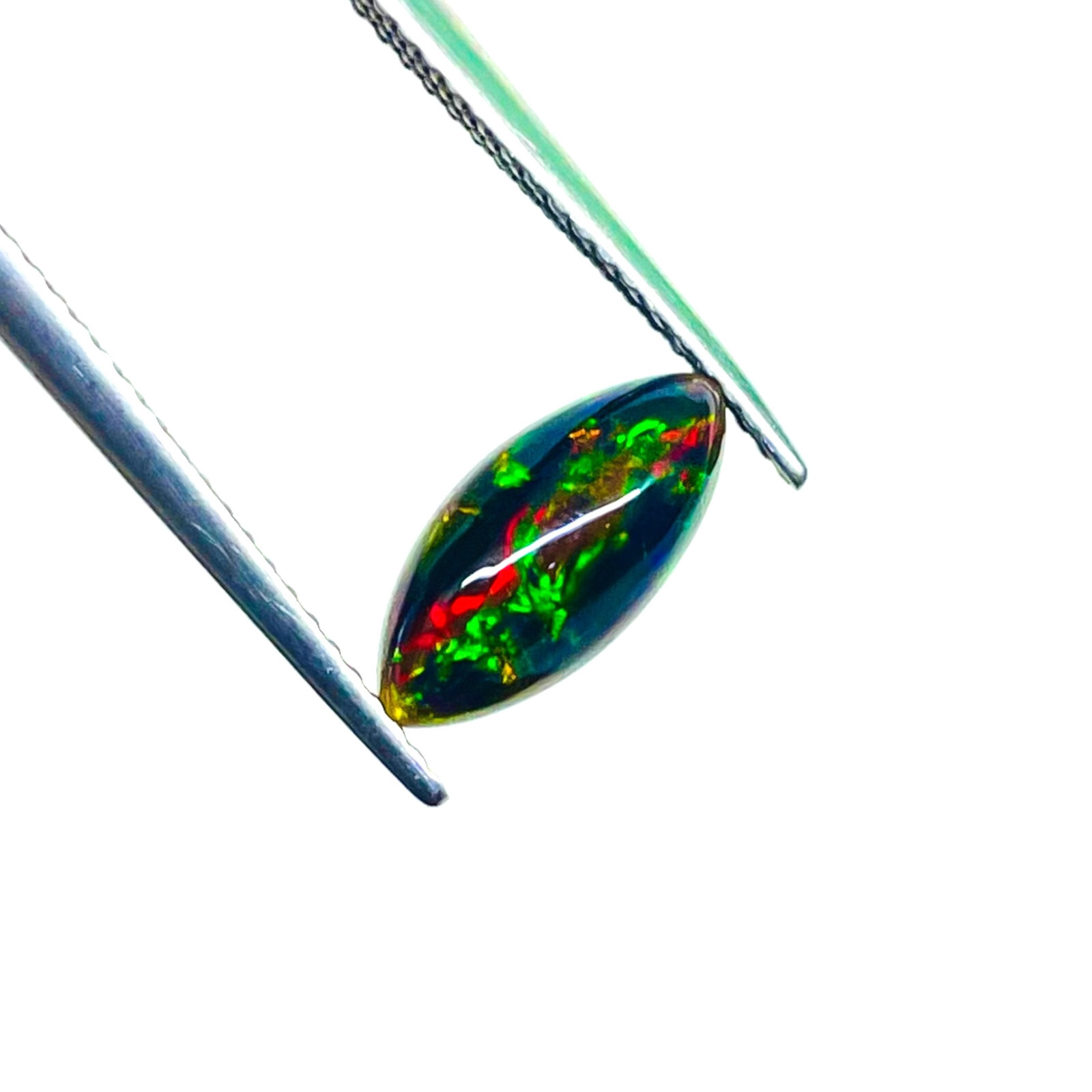 0.98 Ct Natural Ethiopian Black Opal 12×5.5mm Marquise Flashy Cabochon Gemstone