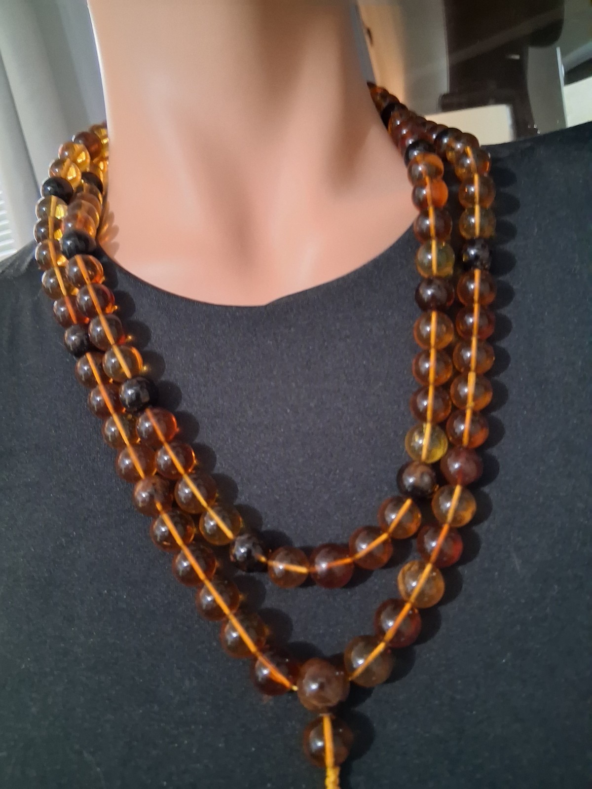 100% Natural Amber Multicolor Beaded Strand Necklace 125 pc., 11.2mm, 97.2 grams