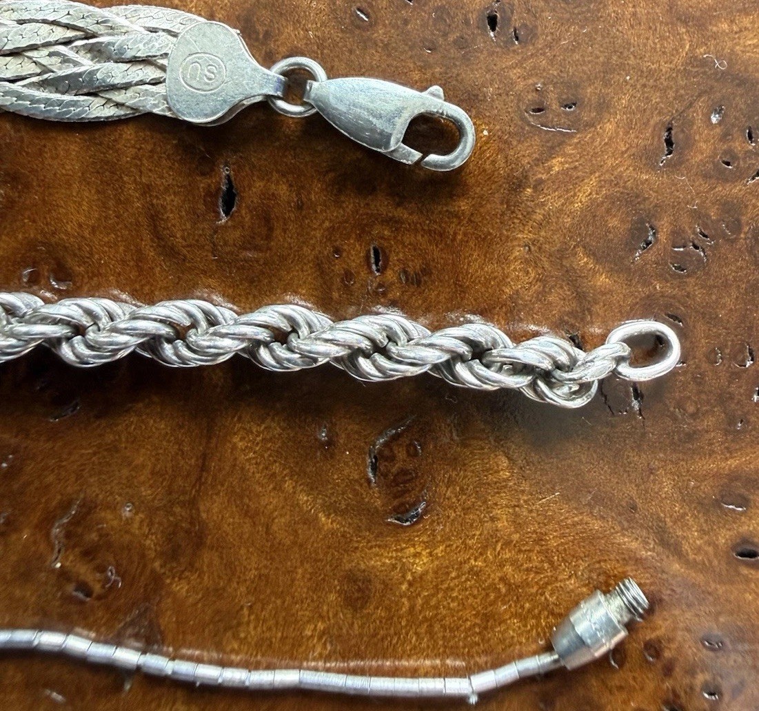 Sterling Silver 925 Lot Of 3 Bracelets Including 2 From Italy Total 14.9 Grams