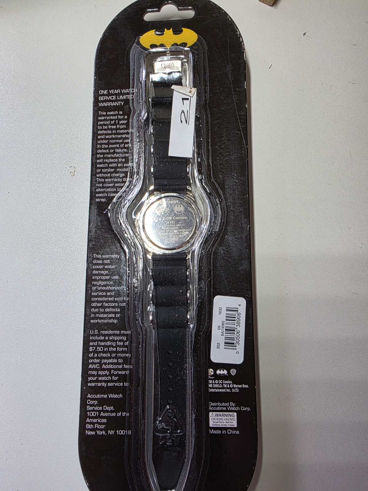 Kids Batman Quartz Analog Watch Silver Case Black Rubber Strap