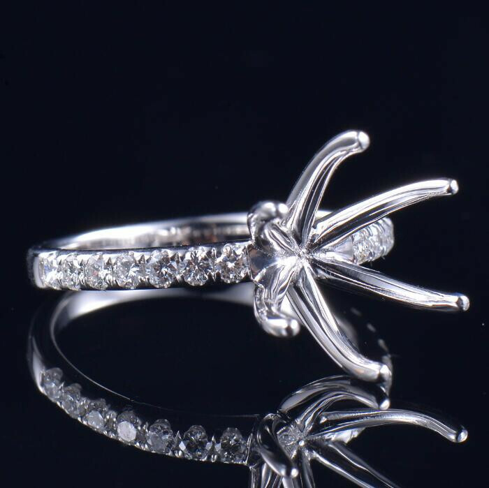 Round 11MM Natural Diamond Women Prongs Ring Engagement Semi Mount Platinum 950