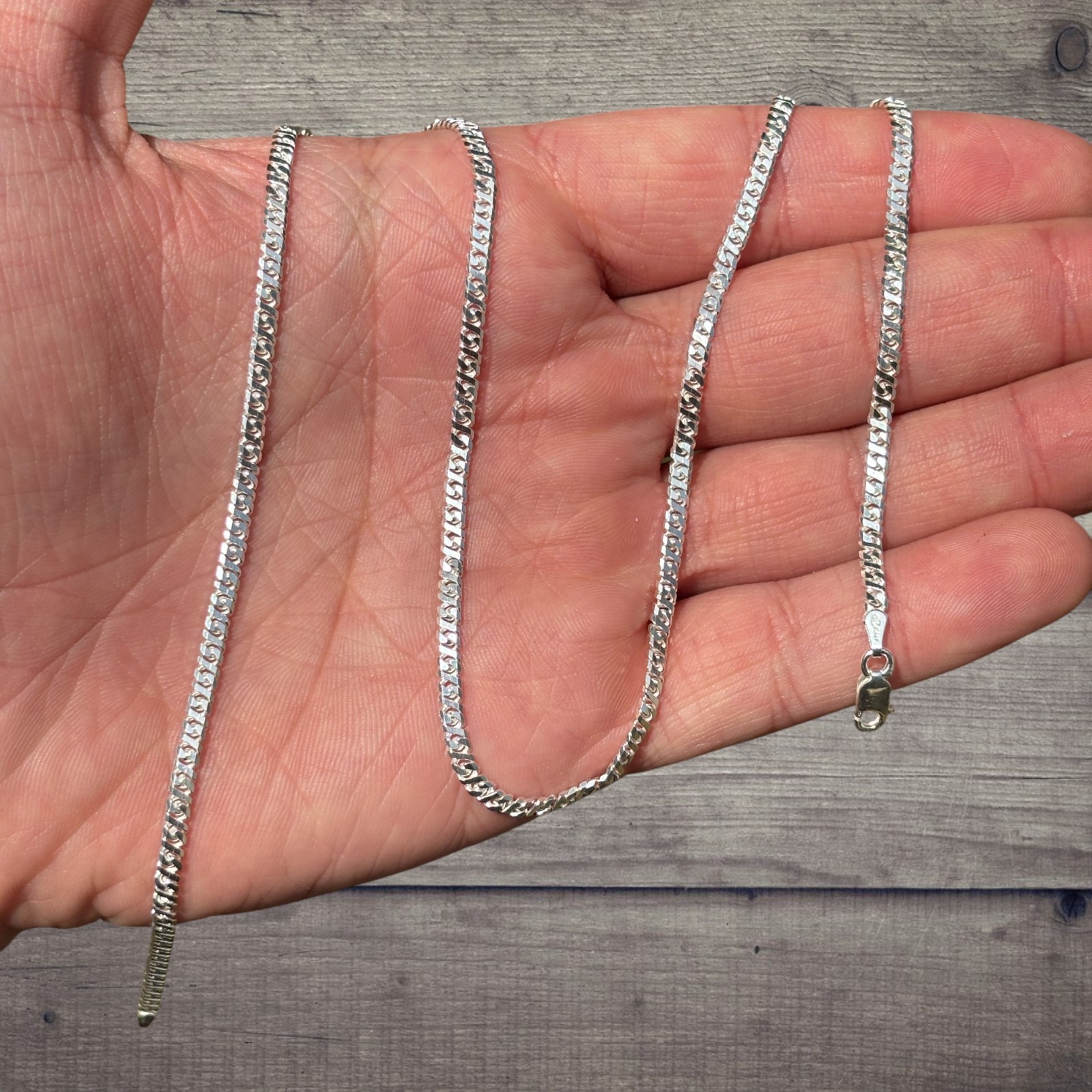 2.5mm Dollar Chain Necklace – Real Solid 925 Sterling Silver MADE IN ITALY