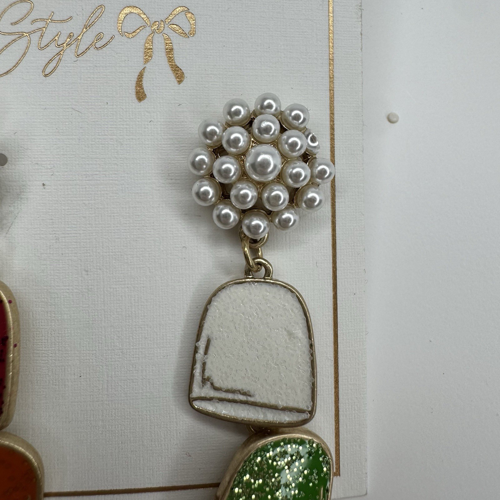NEW Canvas Style Jewelry Dangle Earrings Christmas Gumdrops Gold Tone Glitter