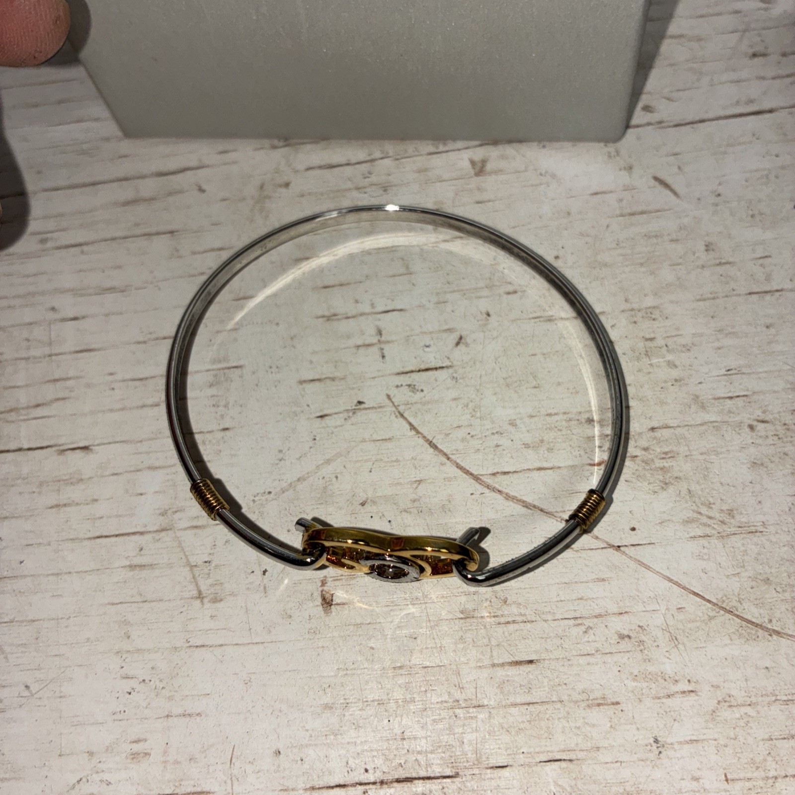 God’s Heart silver gold bangle bracelet heart motif religious no stone
