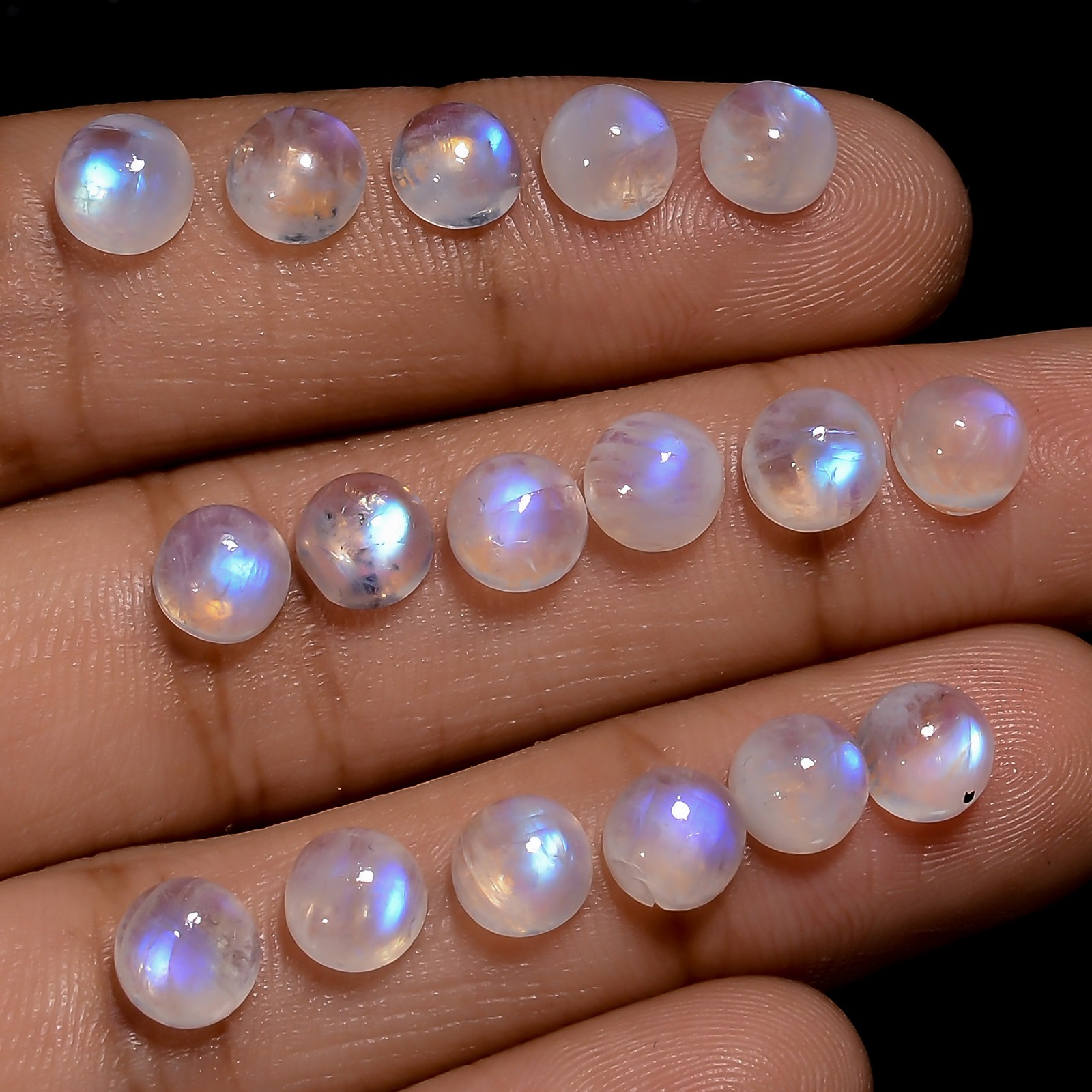 Natural Rainbow Moonstone Round Cabochon Gemstone Lot 20 Ct 6X6X3mm UGL-12