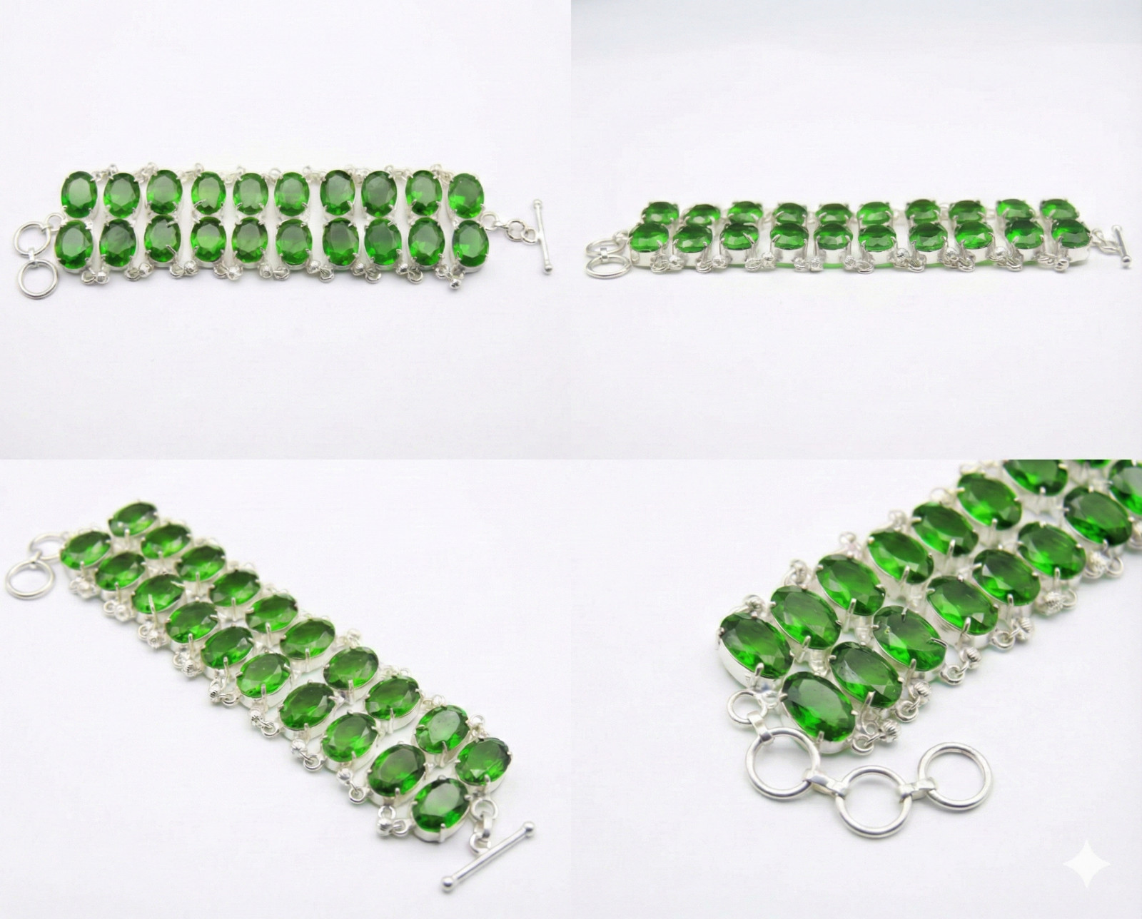 Chrome Diopside Gemstone Handmade 925 Sterling Silver Jewelry Chain Bracelet ADJ