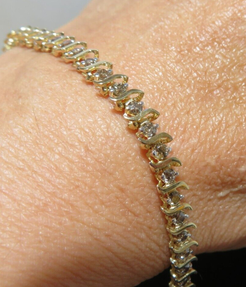 10K LADIES DIAMOND TENNIS BRACELET 1.00 tcw 7″ LONG 4.49 MM WIDE 6.42g(6132597-9
