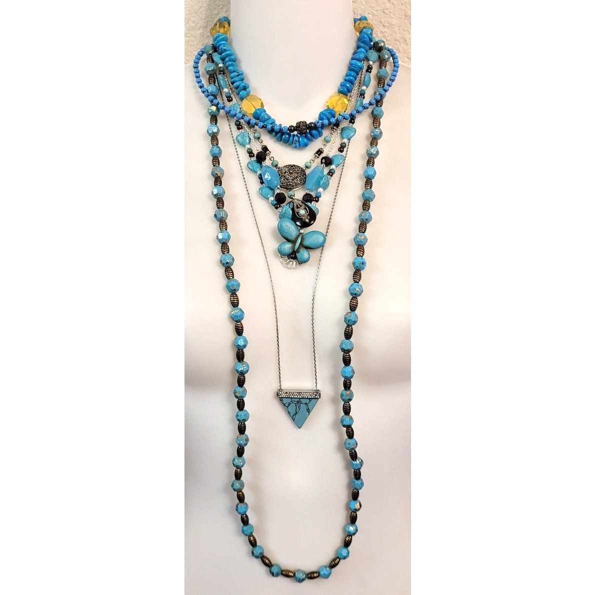 10 Pc Faux Turquoise Jewelry Lot Necklaces Ring Pendants Michael Kors, SAQ, NR