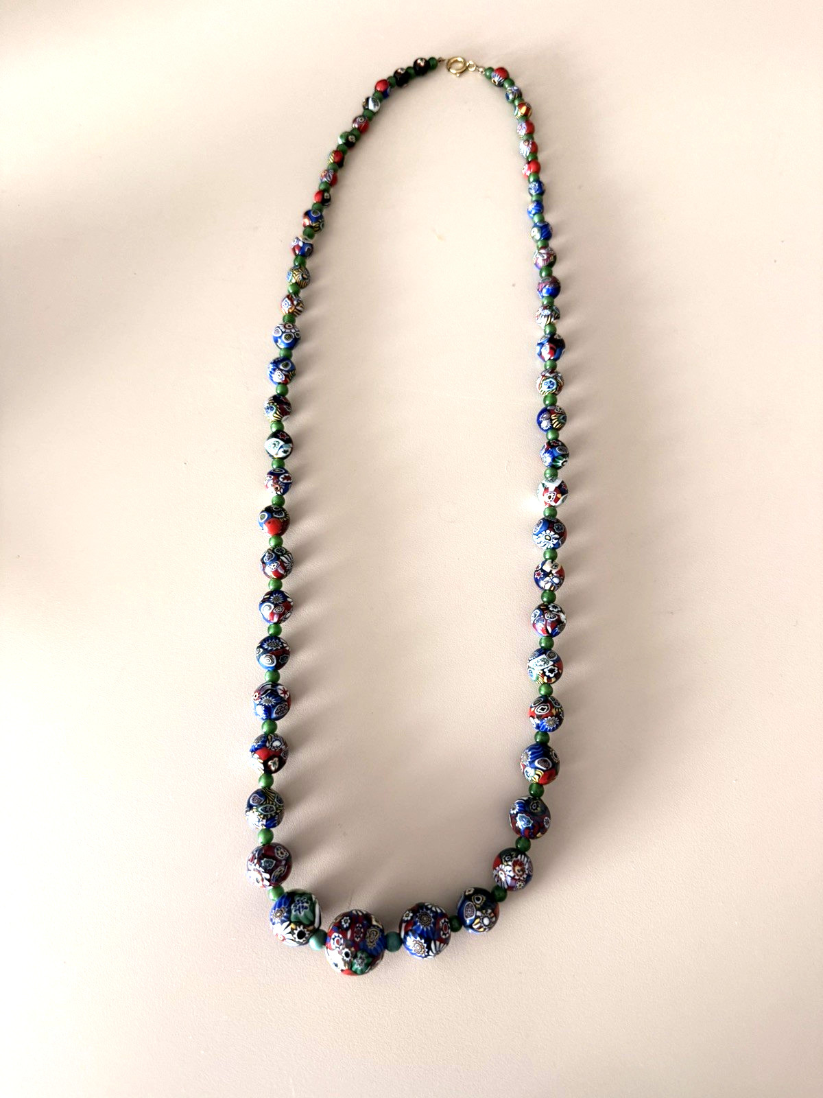 Mid Century Venetian Murano Moretti Millefiori Handmade Necklace 33 inches
