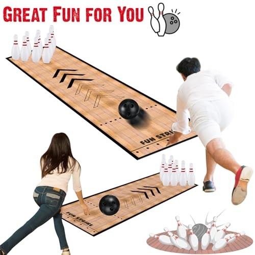 Mini Bowling Set Indoor Outdoor Indoor Bowling Set with Guide Arrow Mat Cassic