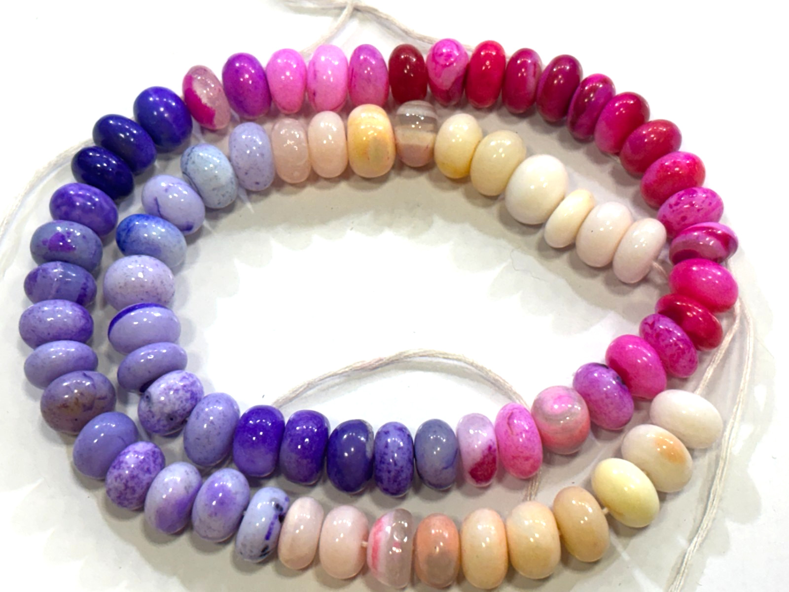 MULTI OPAL BEADS ROUNDELLE 9-10MM SMOOTH GEMSTONE 16 INCH NECKLACE