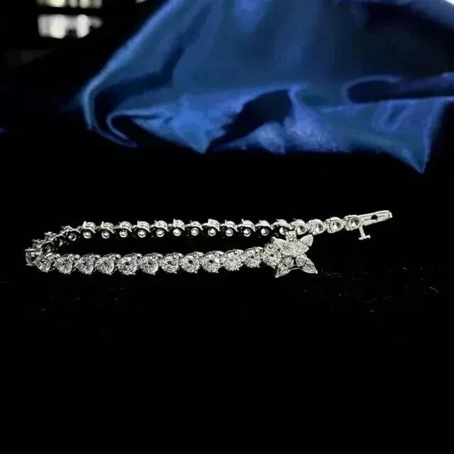 9TCW Round Cut Lab Created Diamond Tennis Women’s Bracelet 925 Sterling Silver