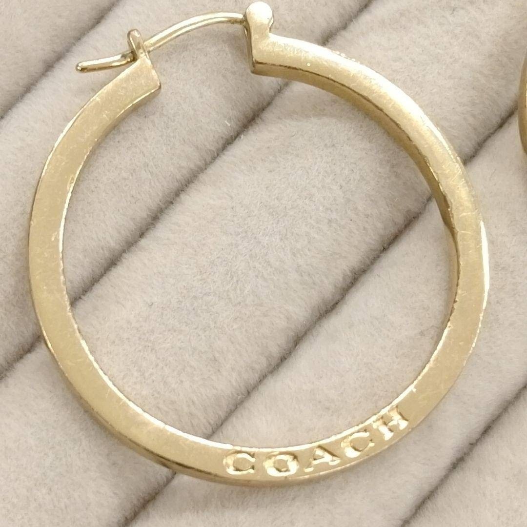 Near mint COACH logo x gold large hoop earrings
