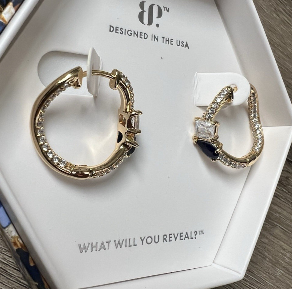 Bomb Party September sapphire gold hoop earrings Yours, If you can ER41203