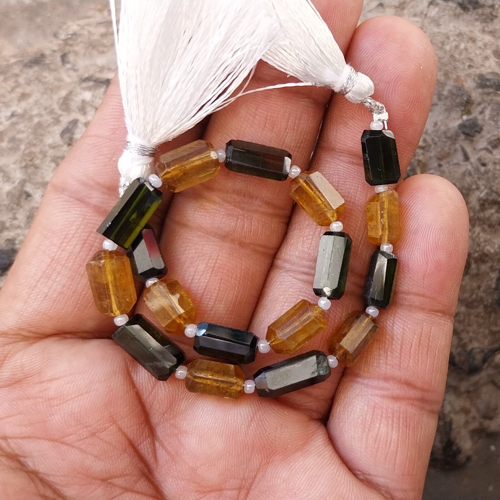 59 Ct 8.5 to 12.5 MM Natural Green Honey Tourmaline Stick Shape Cut 8 inch Beads