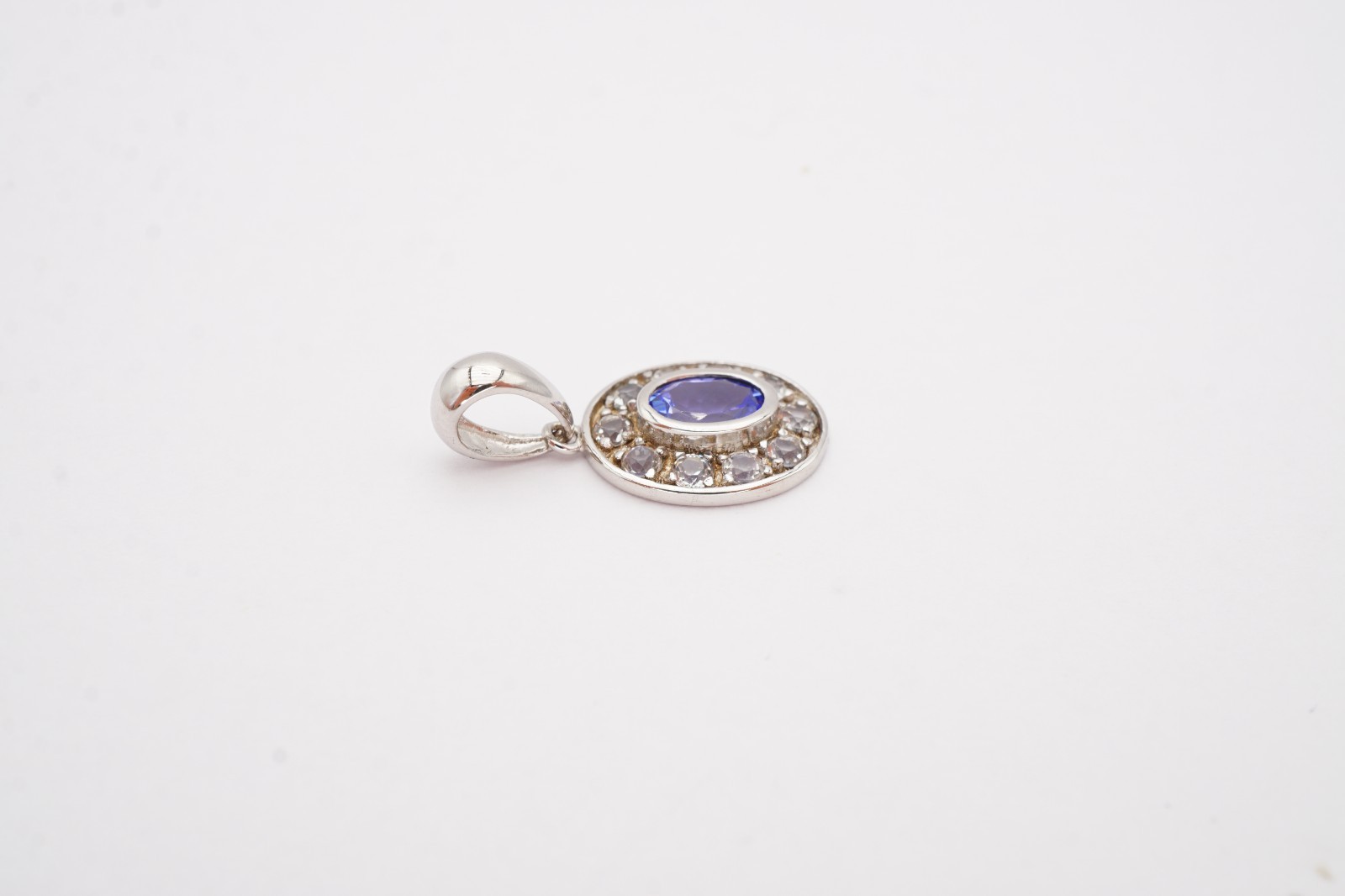 Sterling Silver 925 Iolite White Topaz Pendant