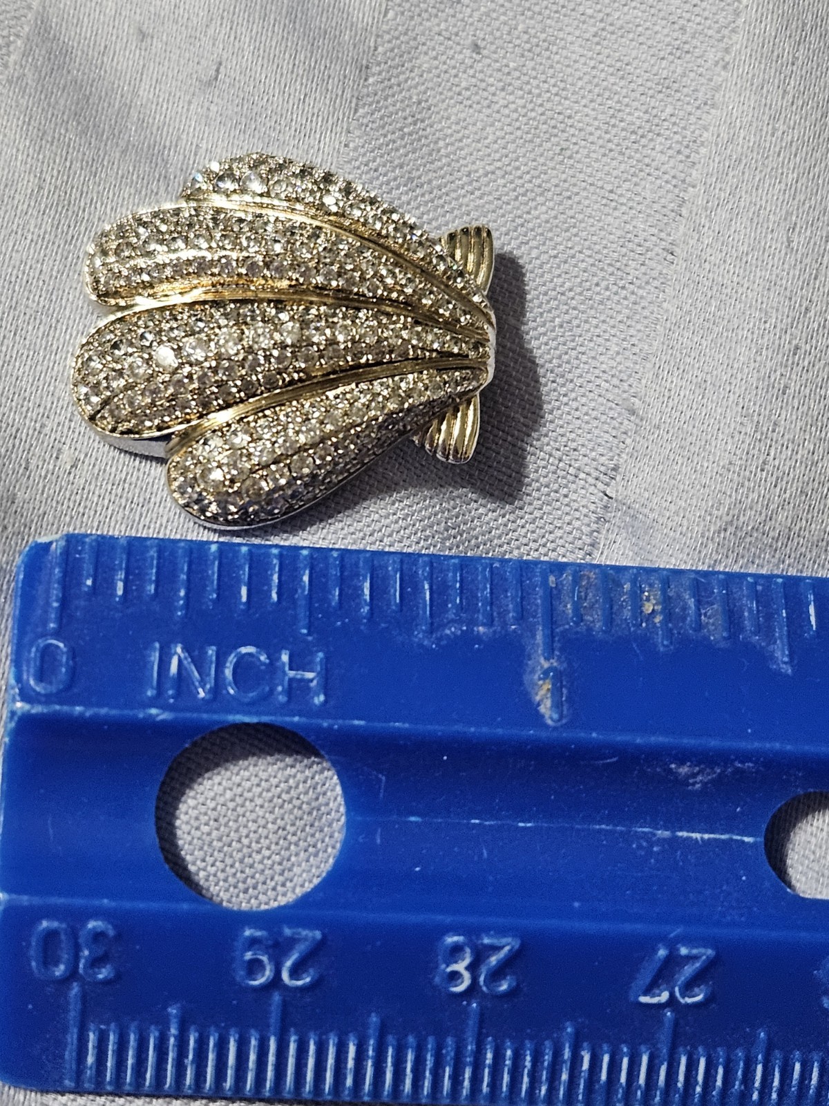 21.5MM RHODIUM PLATED 925 SILVER HAWAIIAN SCALLOP SHELL CZ SLIDE PENDANT