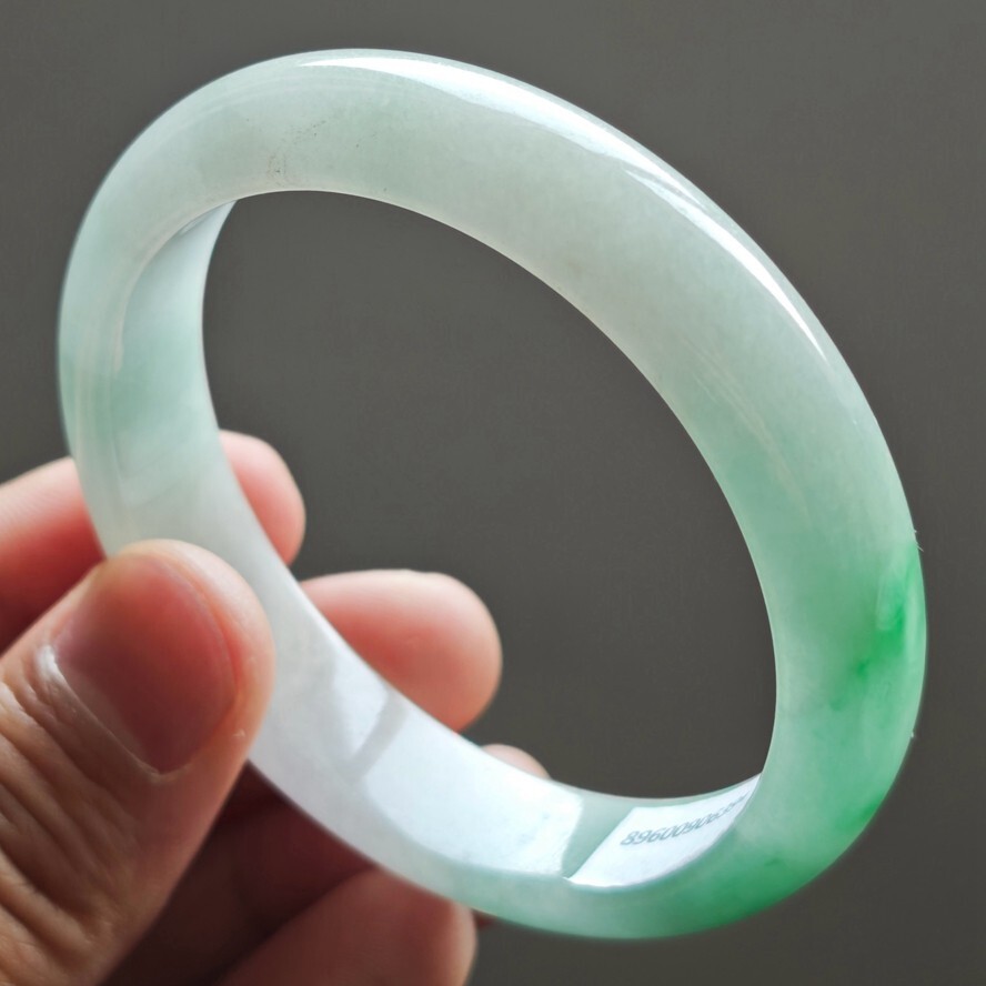 57mm Natural Icy Green Jadeite Jade Bracelets Burma Jade Bracelet Bangle 2922