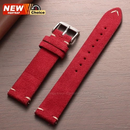 16 18 19 20 21 22 MM Soft Suede Leather Vintage Strap Watch Band Quick Release