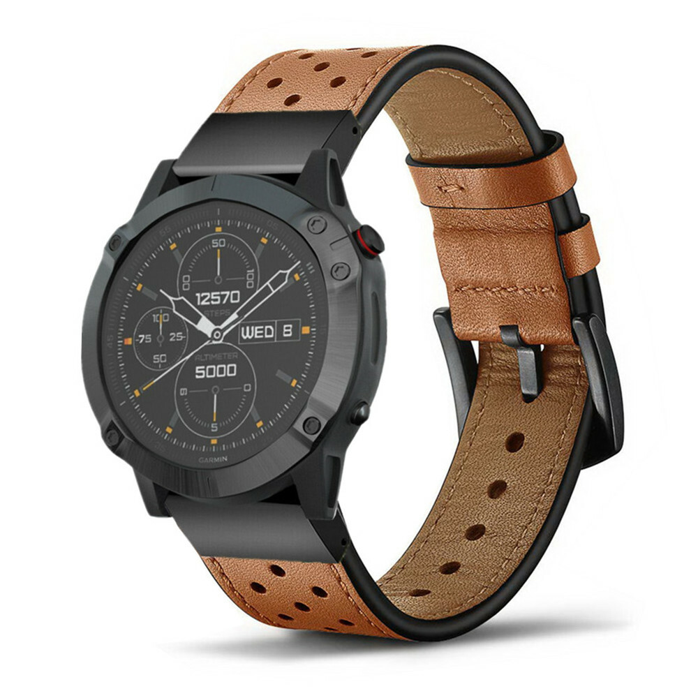 Quick Fit Genuine Leather Strap Watch Band For Garmin Fenix 7X 7 6X 6 5X 5
