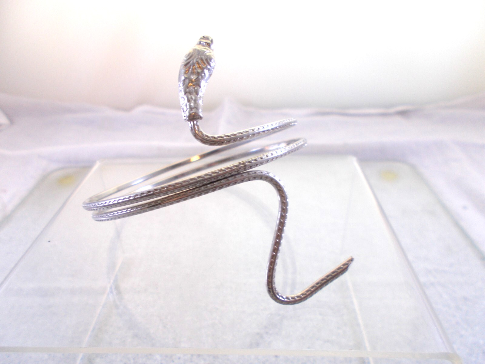 Cleopatra Egyptian Style Silver Tone Coiled Snake Armband Bracelet Free Ship