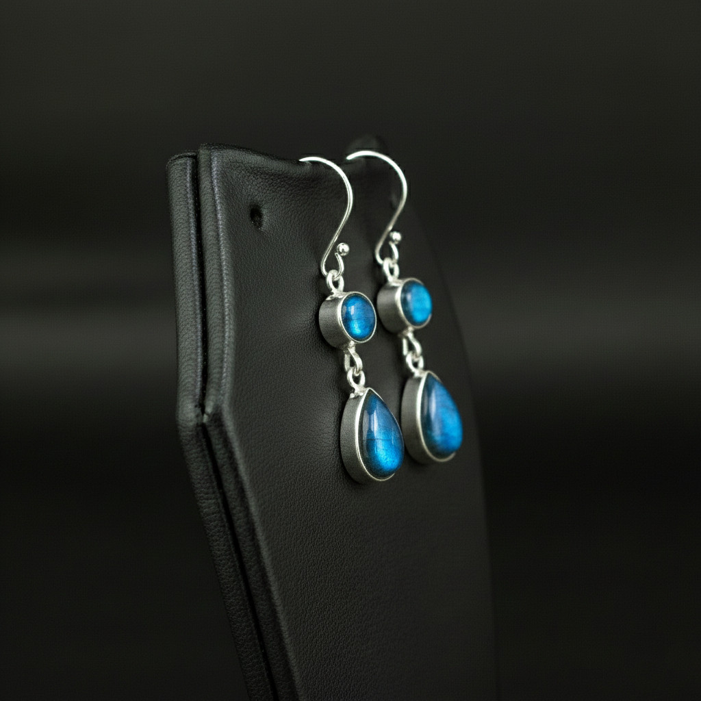 Labradorite Gemstone 925 sterling silver handmade Dangle Drop Earrings 1.90″