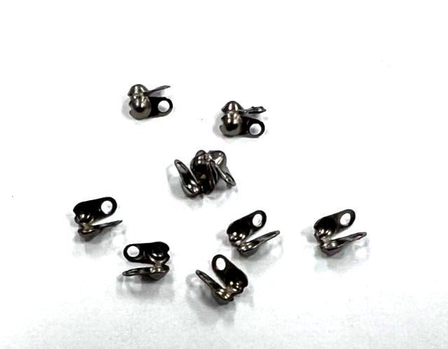 160X OPEN CLAMSHELL CRIMP BEADS TIPS BRASS CORD END KNOT COVER CLAMSHELL